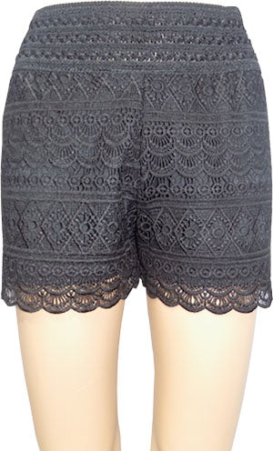 SH03 Black Crochet Shorts