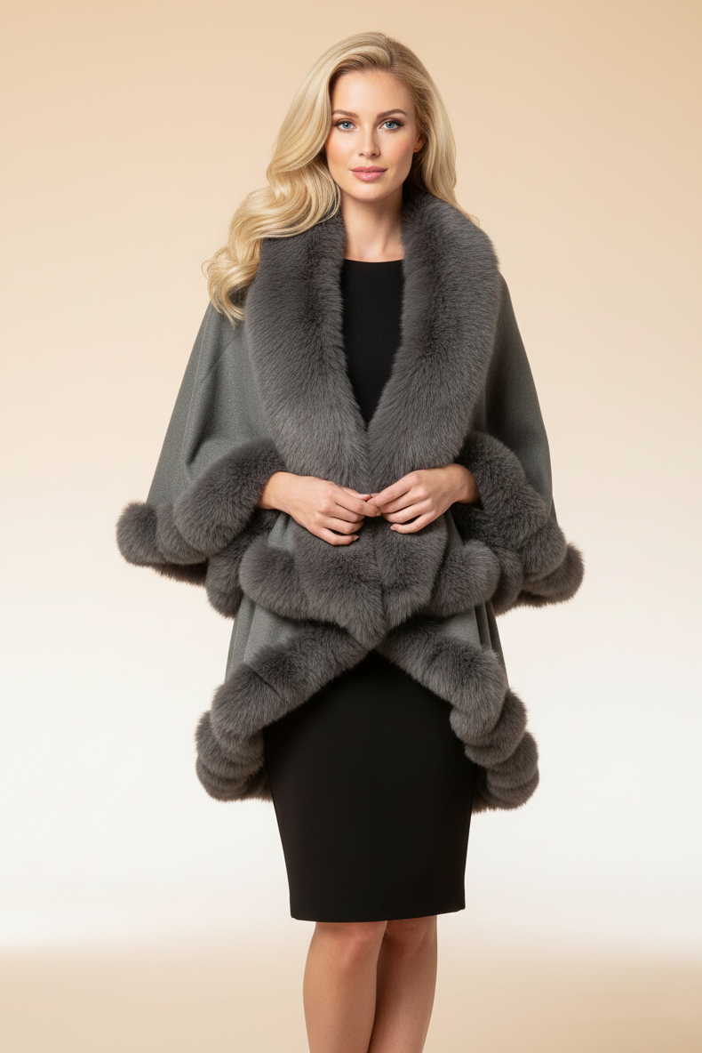 189 Gray Cozy Fur Wrap