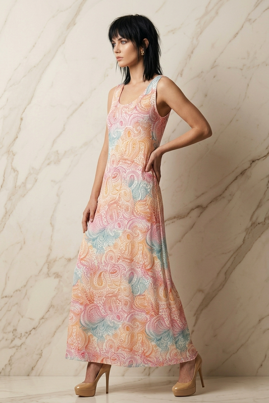 25036 Boho Paisley Maxi Dress