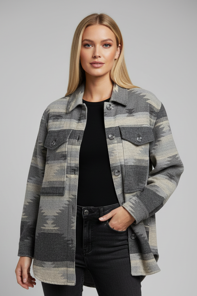 698 Charcoal Grey Aztec Jacket