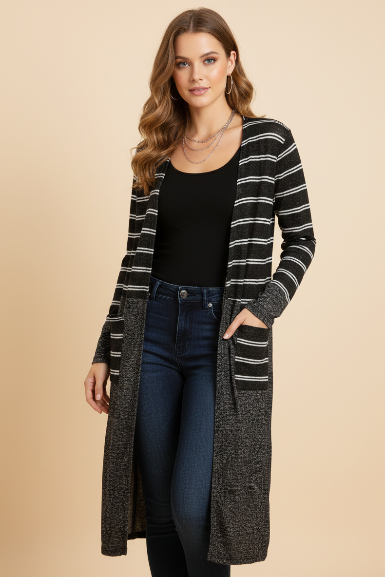 5955S Midnight Stripes Knit Cardigan