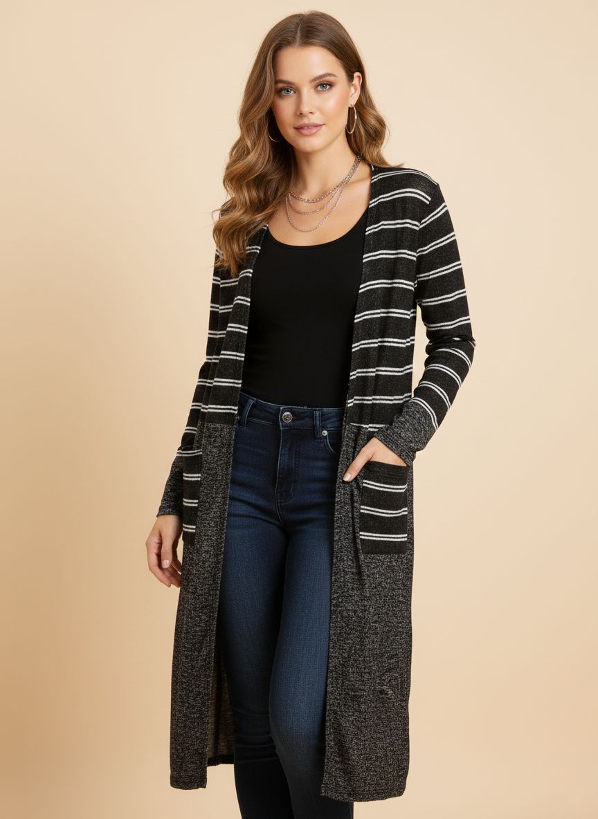5955S Midnight Stripes Knit Cardigan