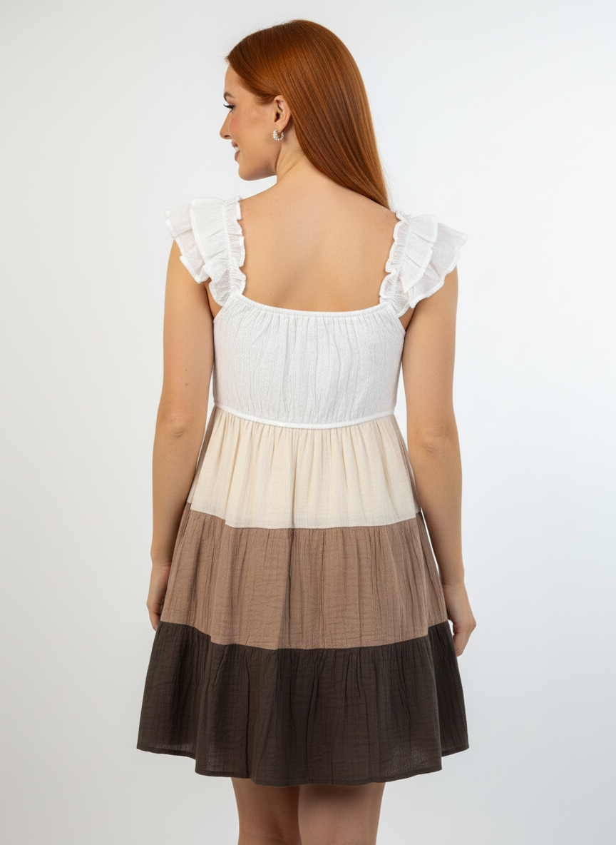 1952 Macchiato Layers Tiered Dress