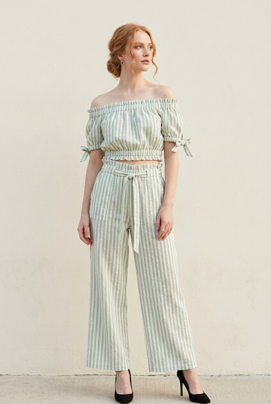 370 Sage Dream Stripe Two-Piece Set