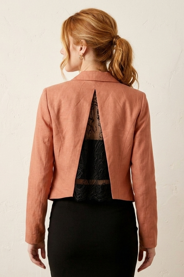 50162 Terracotta Blazer with Lace detail