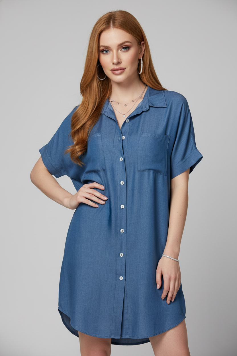 560 Chambray Ease Button-Down Dress