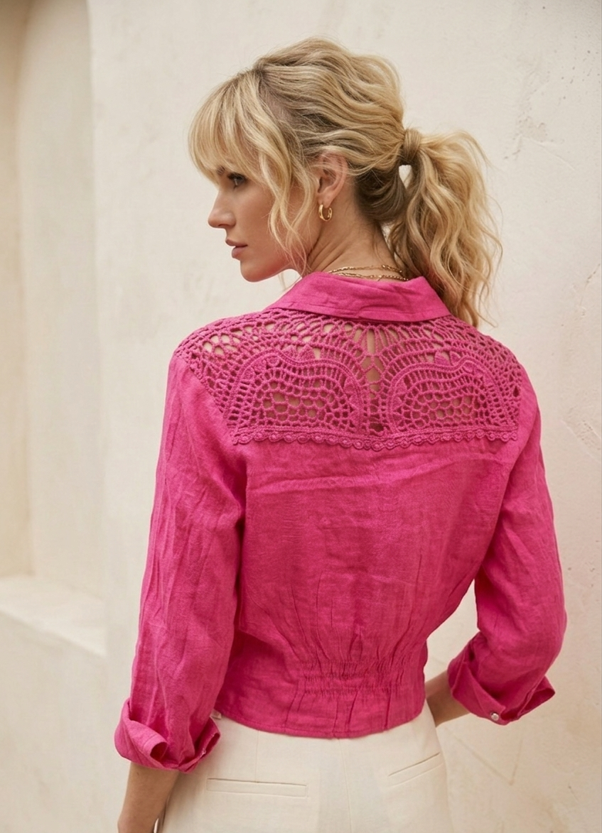 106 Hot Pink Crochet Blouse