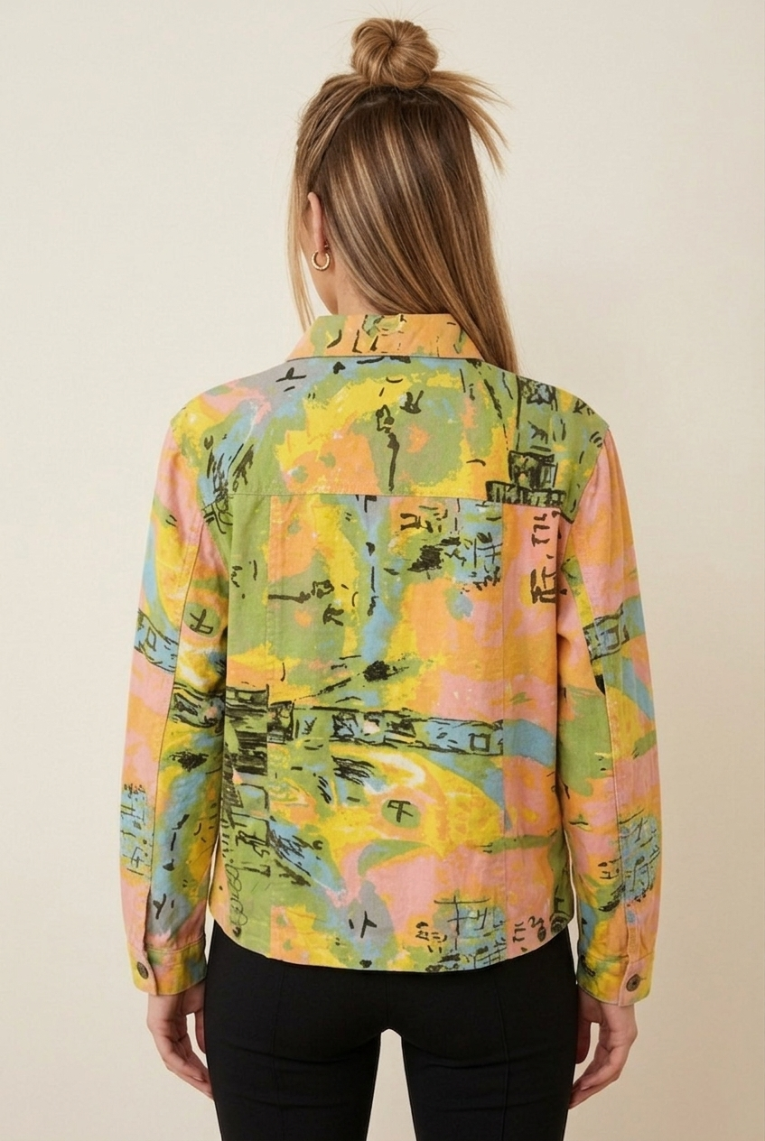 7055 Watercolor Splash Collared Top