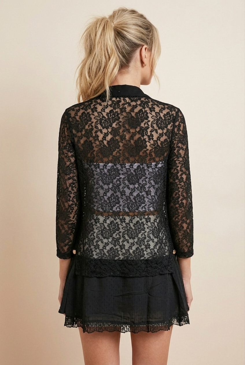 20 Romantic Floral Black Lace Cardigan