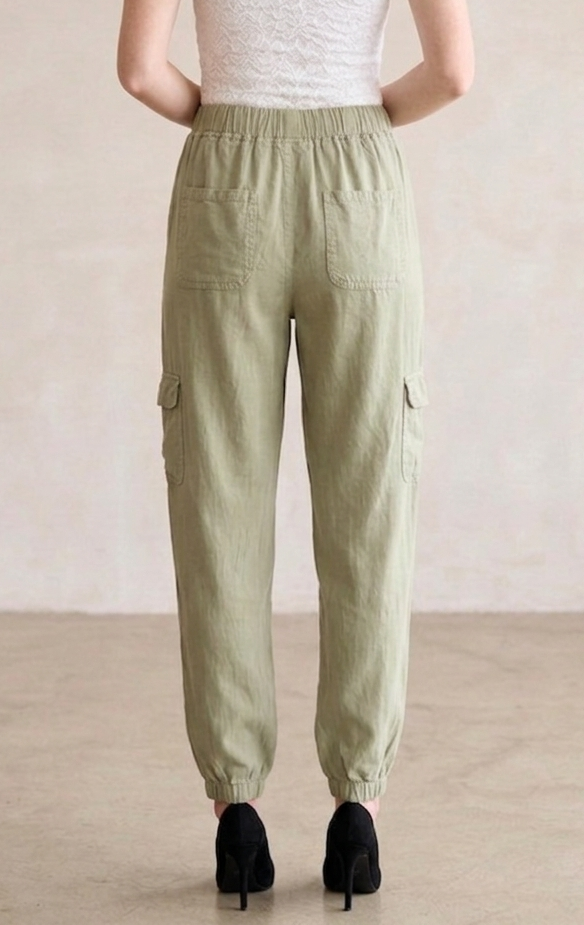 6810-6 Olive Tencel Cargo Pants