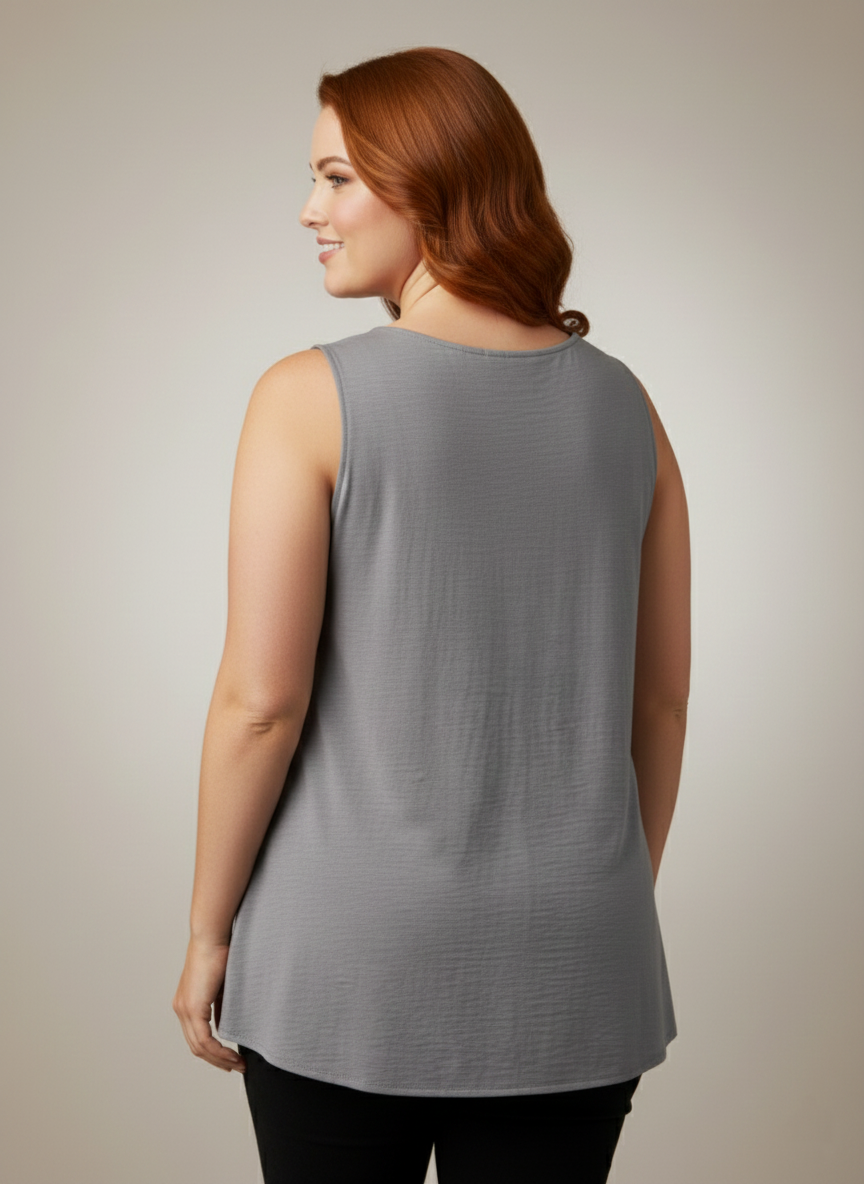 5513 Gray V-Neck Blouse Plus