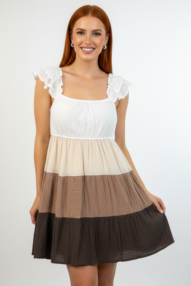 1952 Macchiato Layers Tiered Dress