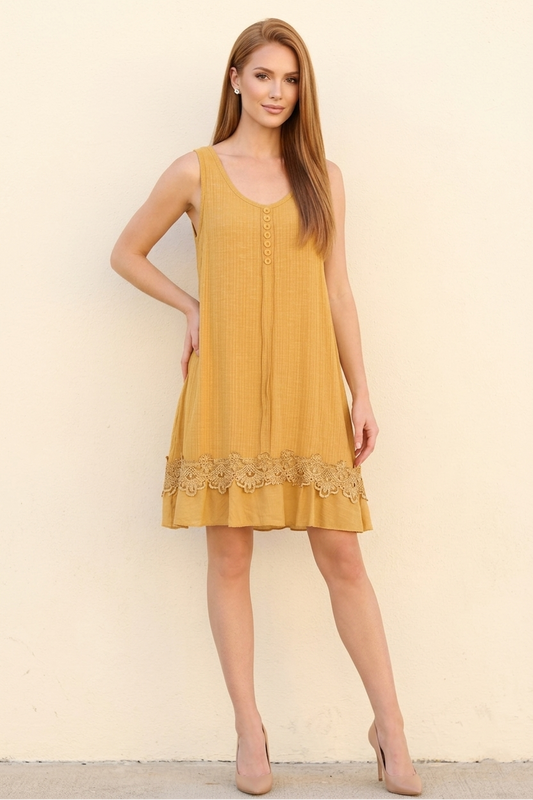 85000 Sunstone Sleeveless Dress with Lace Hem