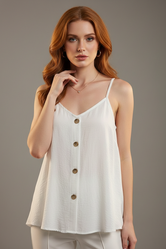 4129 White Cloud Sleeveless V-Neck Top