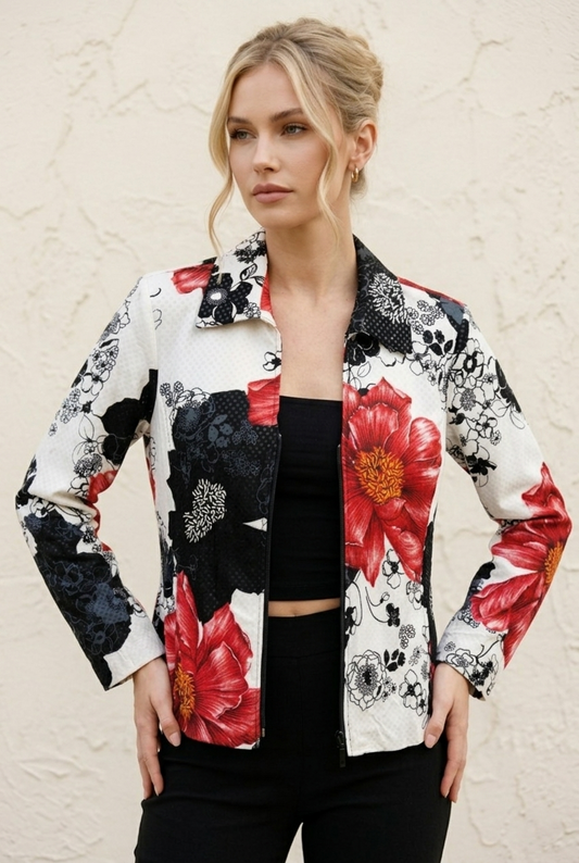 2126 Bold Blossom Zip-Up Jacket