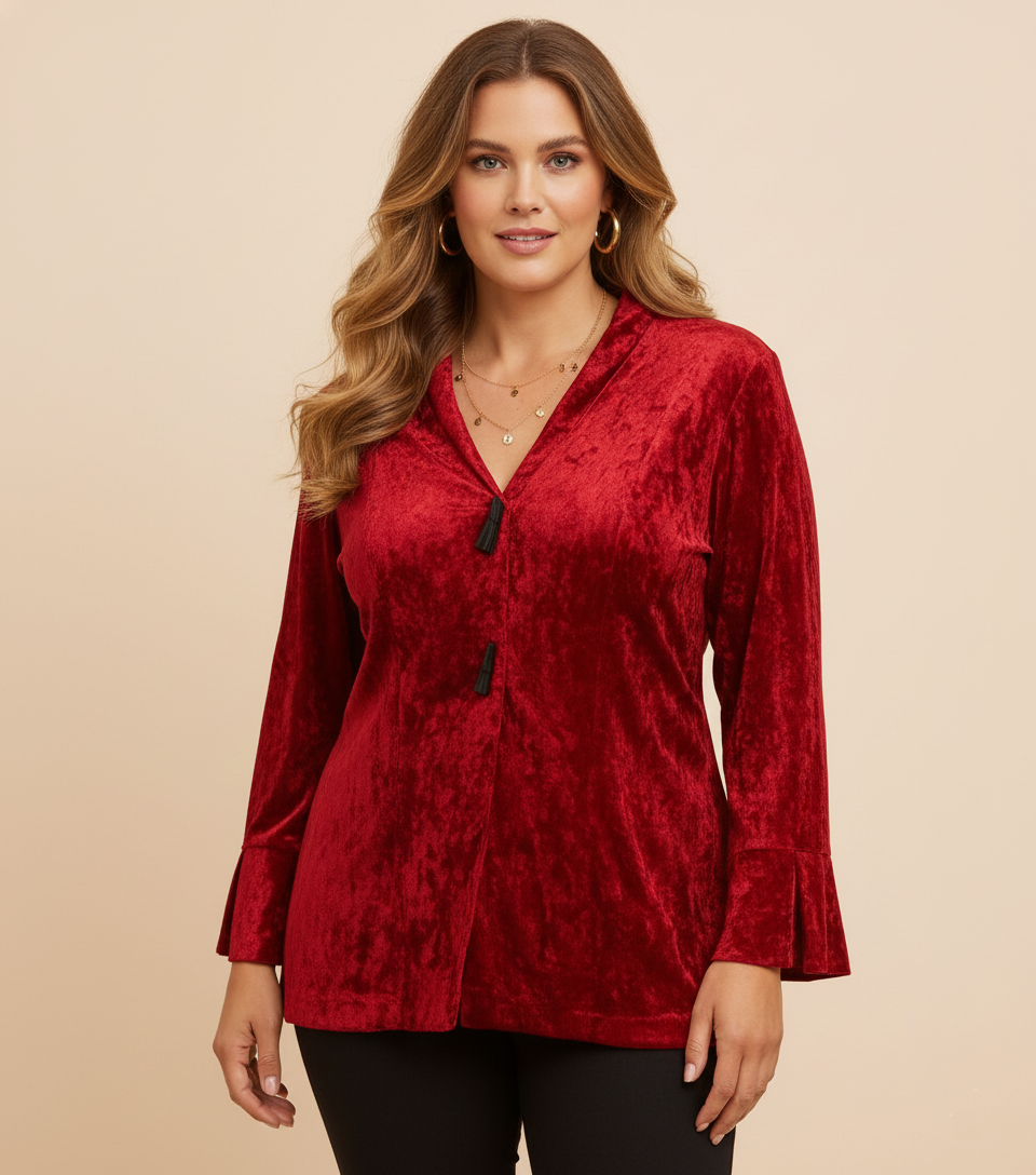470 Velvet Crimson Open-Front Jacket