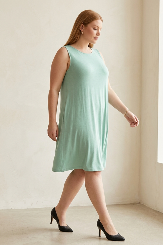 9494 Sage Green Dress with side pocket Plus