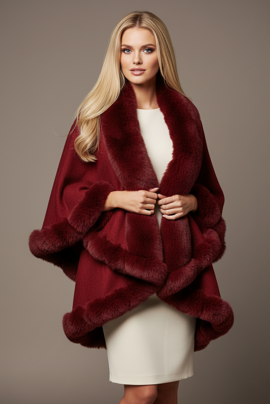 189 Burgundy Luxe Fur Wrap