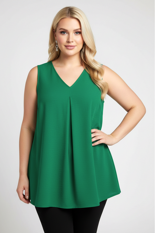 5513 Green V-Neck Blouse Plus