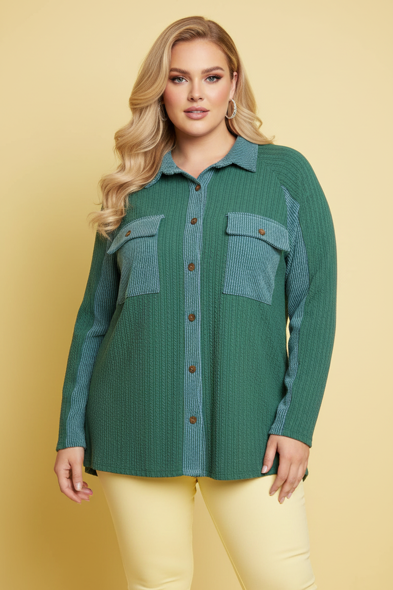 8126 Ocean Mist Button-Up Shirt Plus