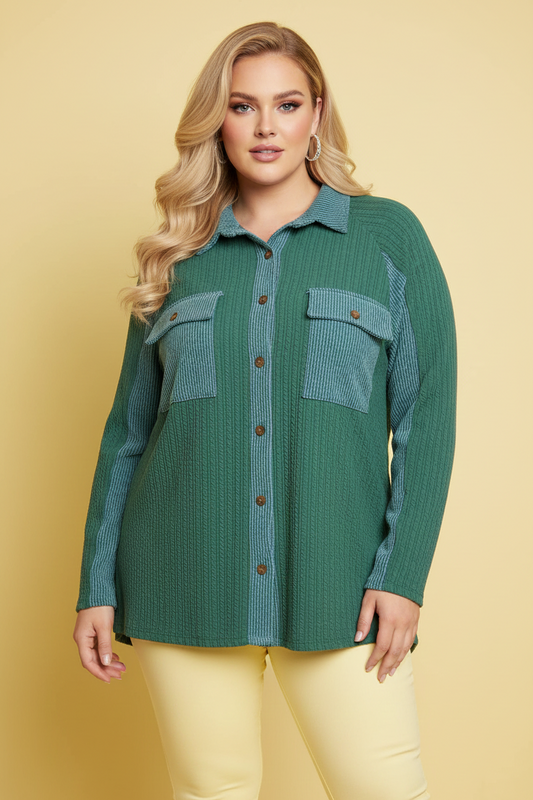 8126 Ocean Mist Button-Up Shirt Plus