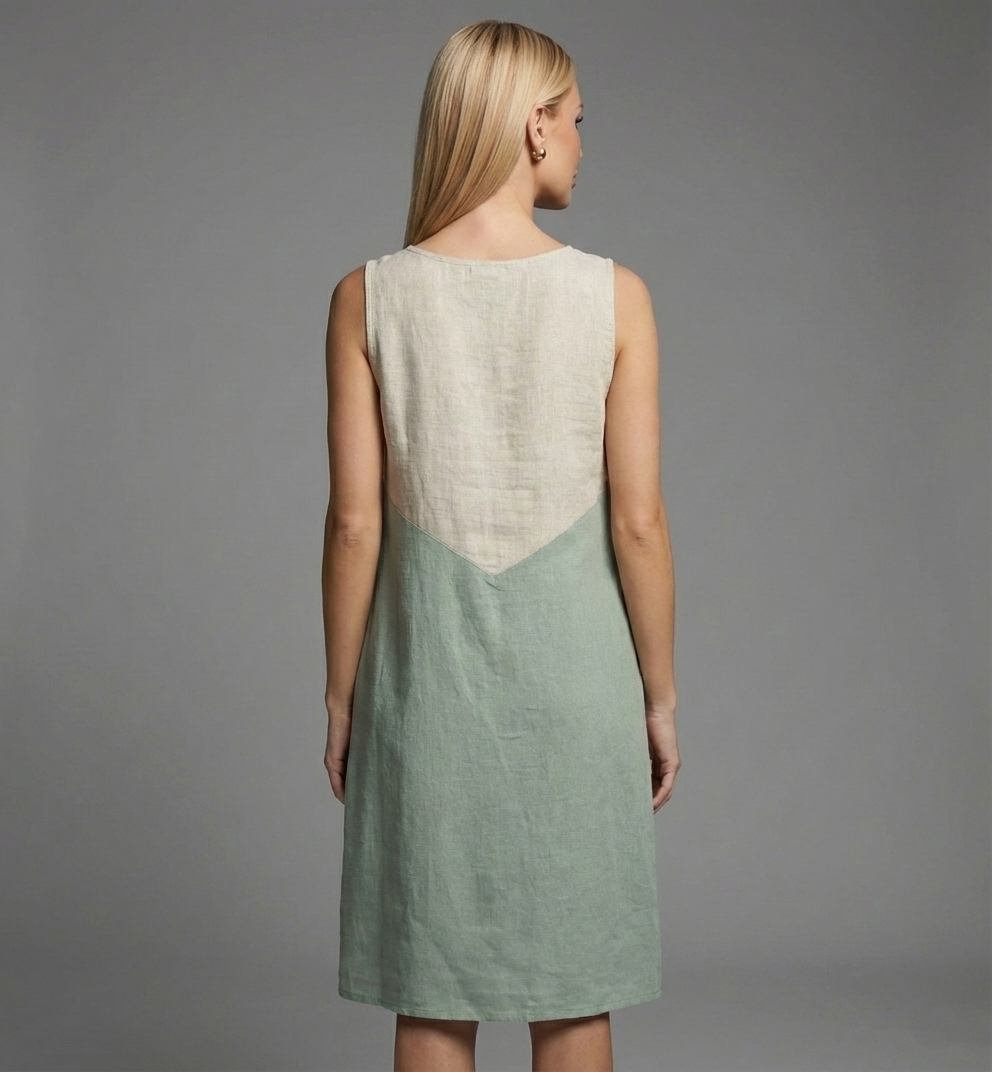 5070 Sage & Oatmeal Sleeveless Dress