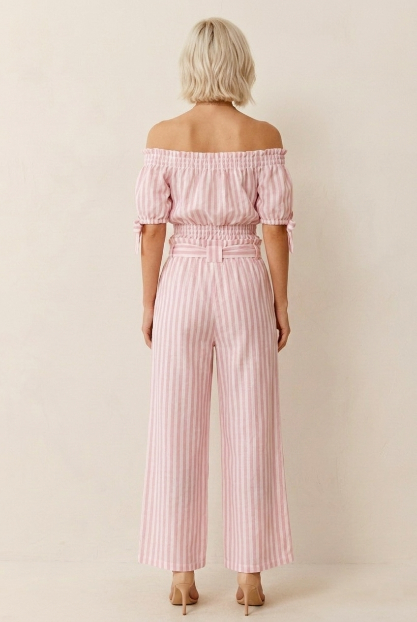 370 Seaside Pink Stripe Two-Piece Set