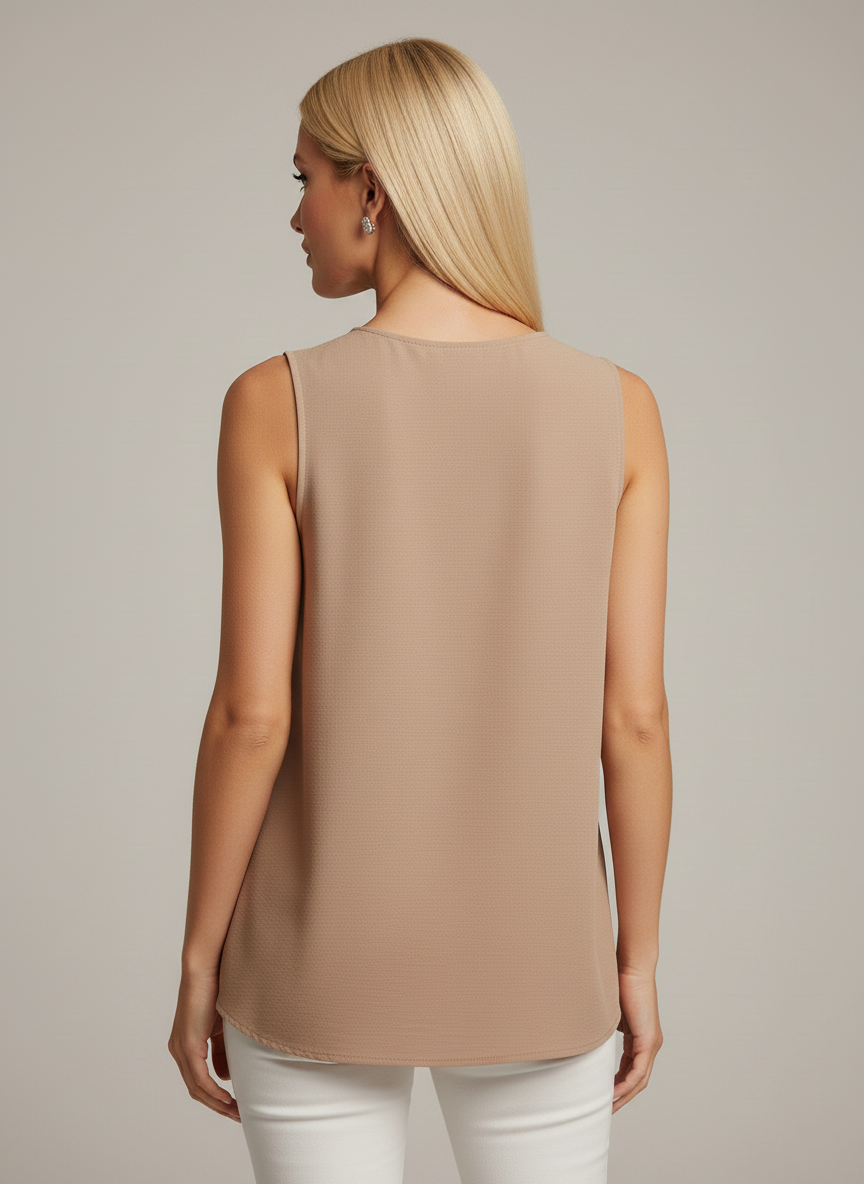 5513 Taupe V-Neck Blouse
