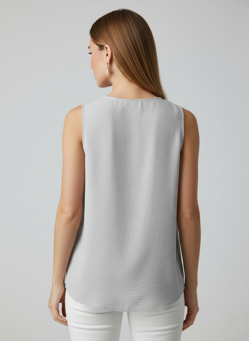 5513 Gray V-Neck Blouse
