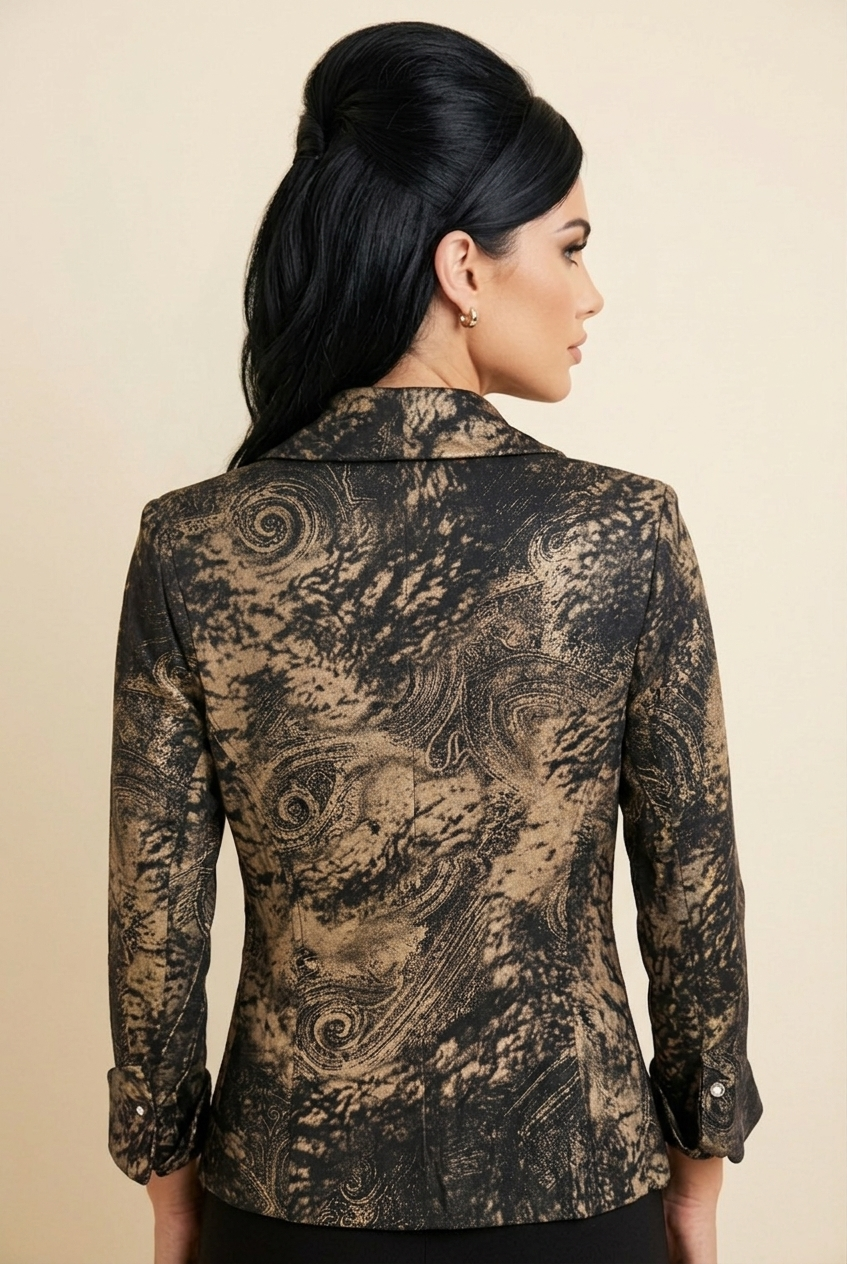 8171 Black Tan Paisley Zip Fully Lined Jacket