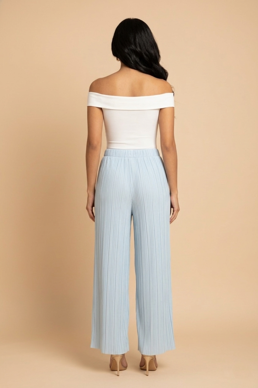 533 Sky Blue Pleated Pants