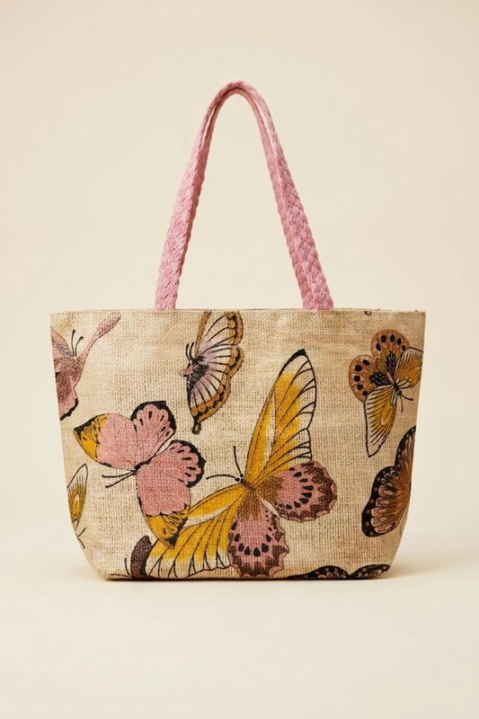 61849 Pink Butterfly Bliss Tote Bag