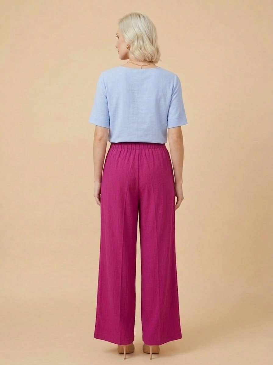1234 Fuchsia Pleated Trousers with Side Pocket