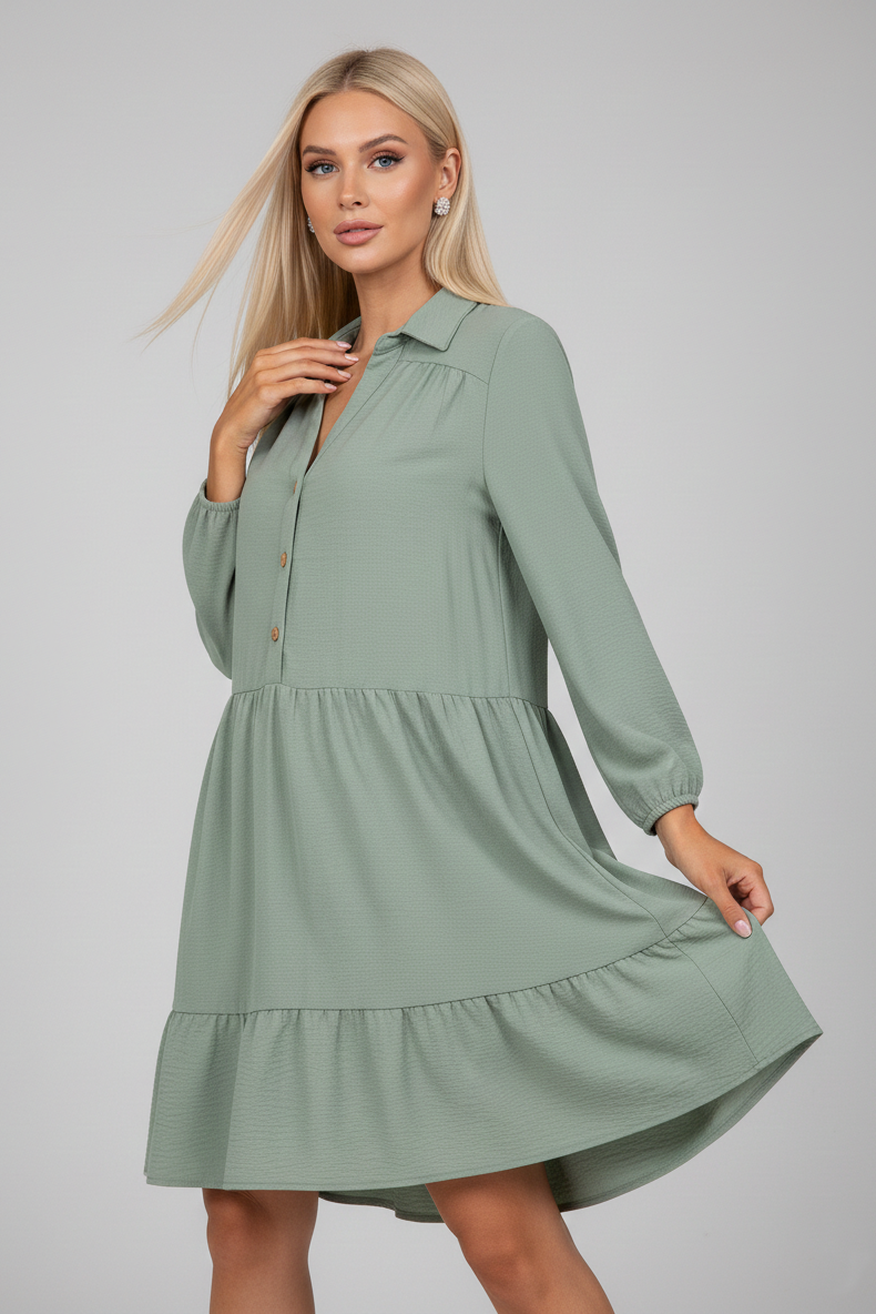 3960 Dusty Sage Tiered Dress