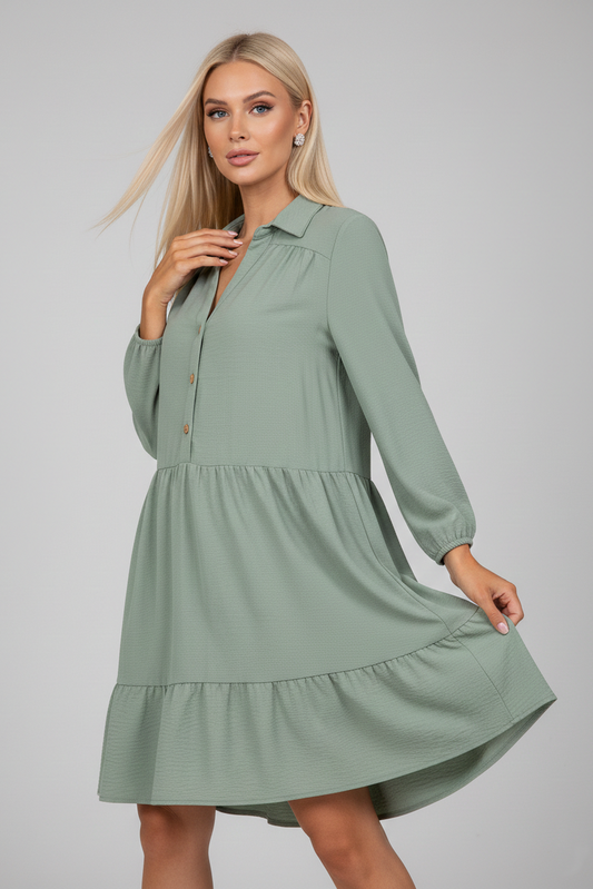 3960 Dusty Sage Tiered Dress
