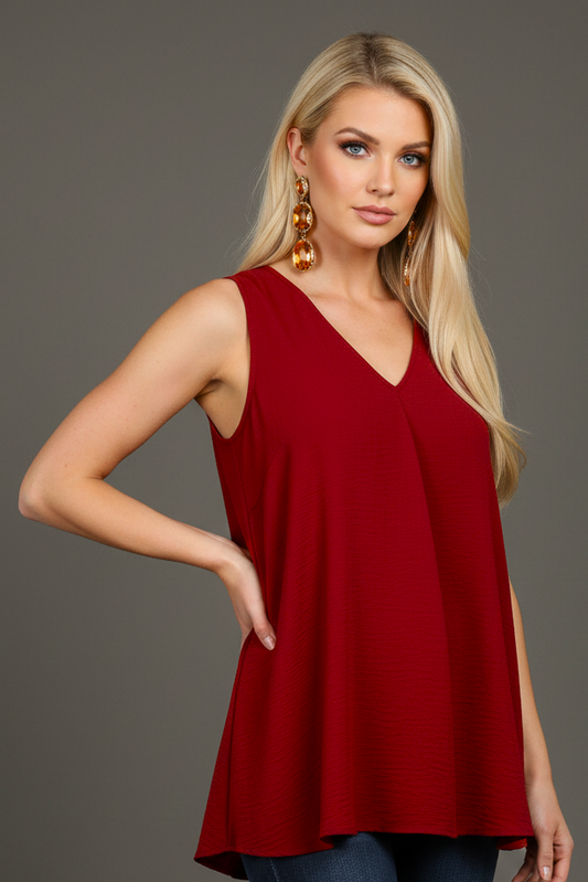 5513 Crimson V-Neck Blouse