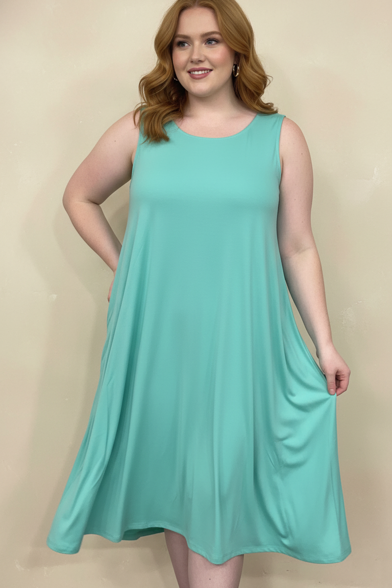 9494 Breezy Mint Dream Dress with side pocket Plus