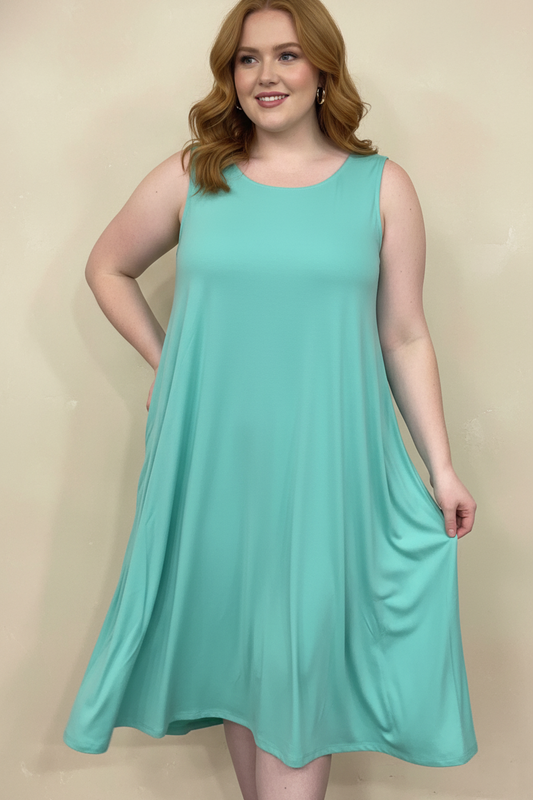 9494 Breezy Mint Dream Dress with side pocket Plus