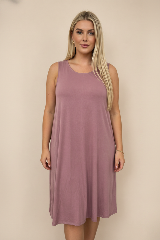 9494 Dusty Rose Dream Dress with side pocket Plus