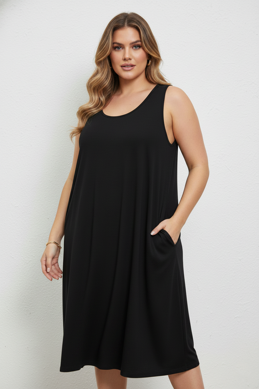 9494 Black Brown Dream Dress with side pocket Plus