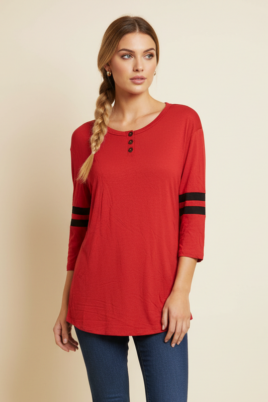 4080 Sporty Red & Black Striped Sleeve