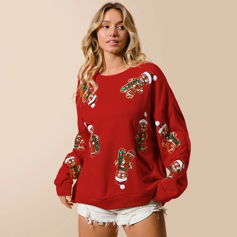 Style 0054 Red Gingerbread Holiday Sweatshirt