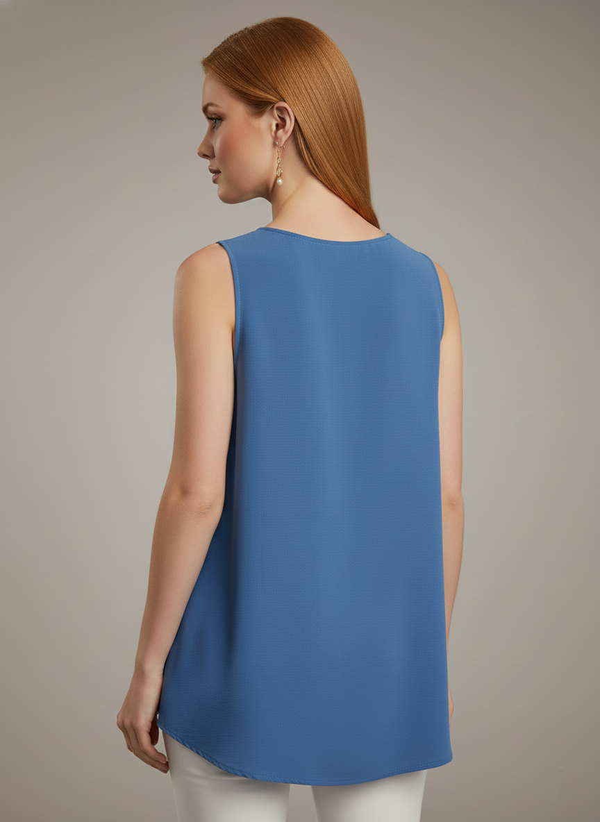 5513 Hydrangea Blue V-Neck Blouse