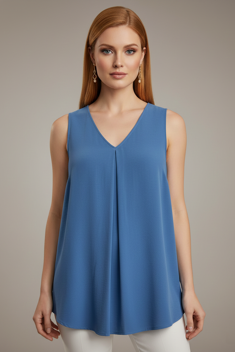 5513 Hydrangea Blue V-Neck Blouse