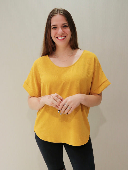 Style 10295 Mustard S/Sl Signature Fabric Top