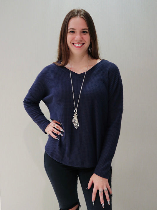 Style 1011 Navy Waffle Tops