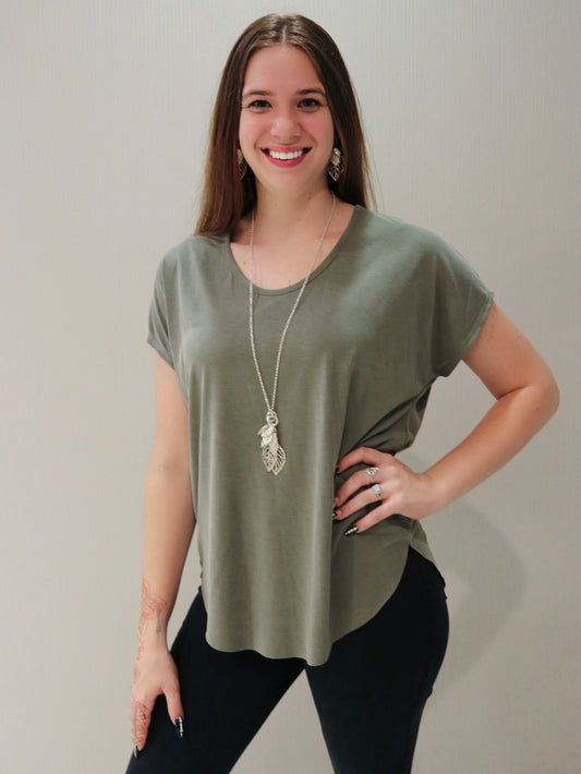 Style 555 Olive Zipper Back Tops