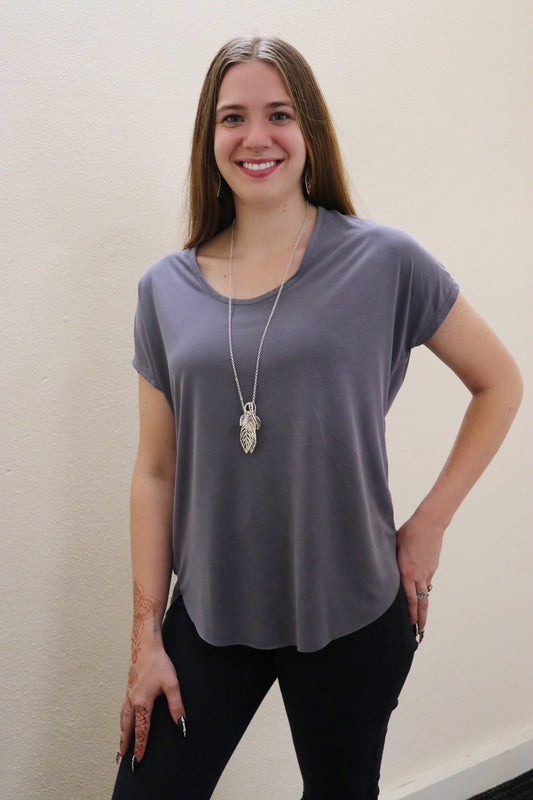Style 555 Gray Zipper Back Tops