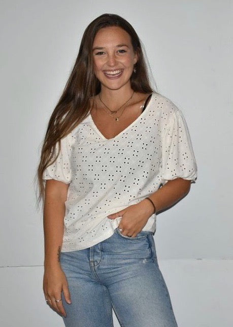 White Eyelet Blouse DT7215PL