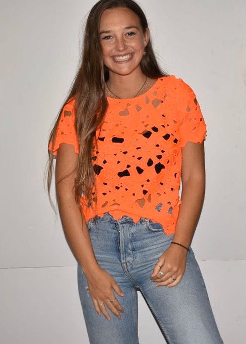 Orange Cut Out Blouse